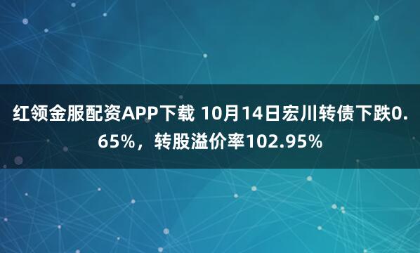 红领金服配资APP下载 10月14日宏川转债下跌0.65%,转股溢价率102.95%